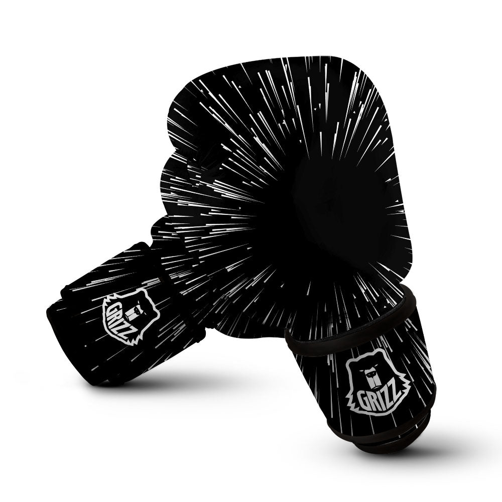 Hyperspace White And Black Print Boxing Gloves-grizzshop
