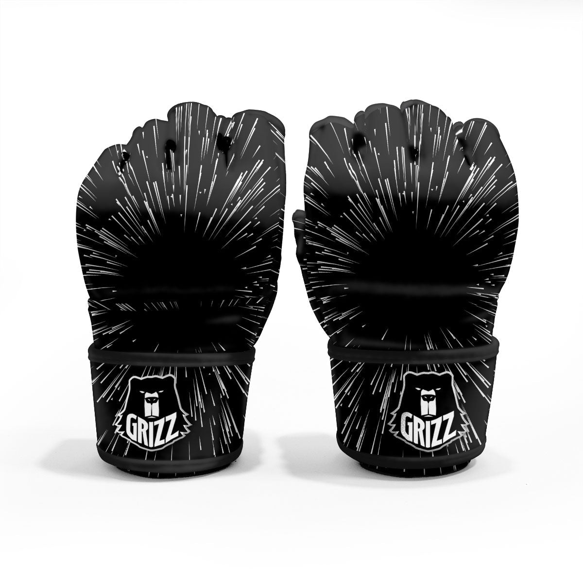Hyperspace White And Black Print MMA Gloves-grizzshop