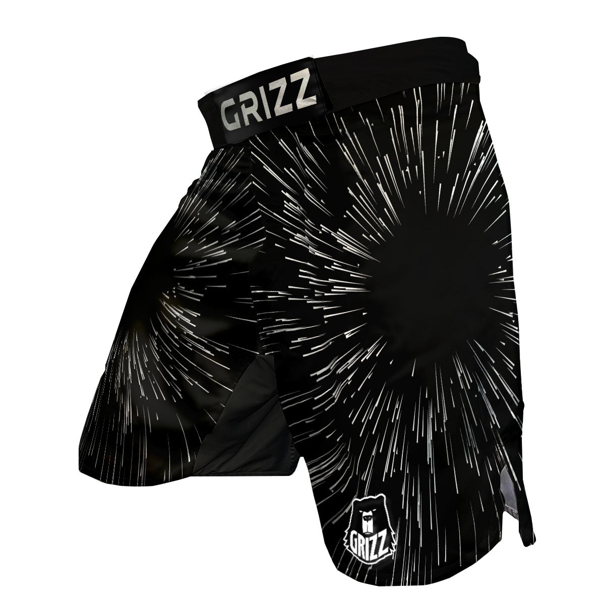 Hyperspace White And Black Print MMA Shorts-grizzshop