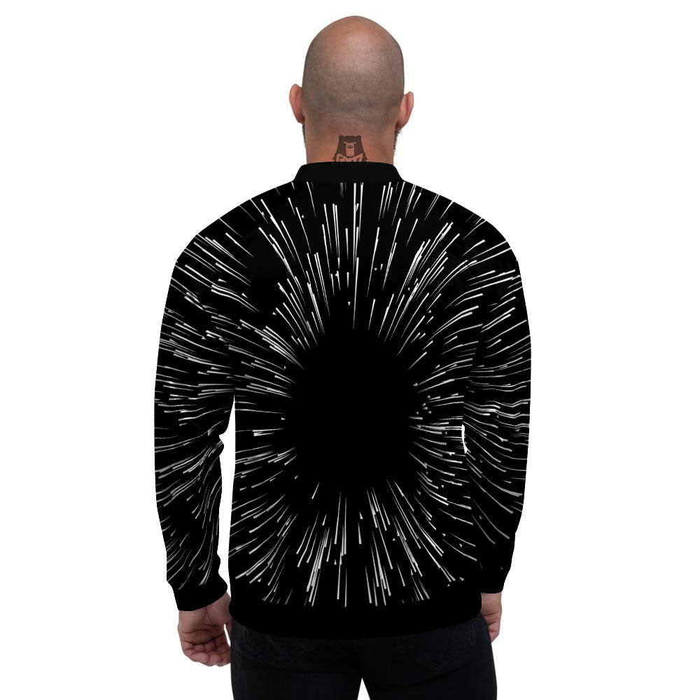 Hyperspace White And Black Print Men's Bomber Jacket-grizzshop