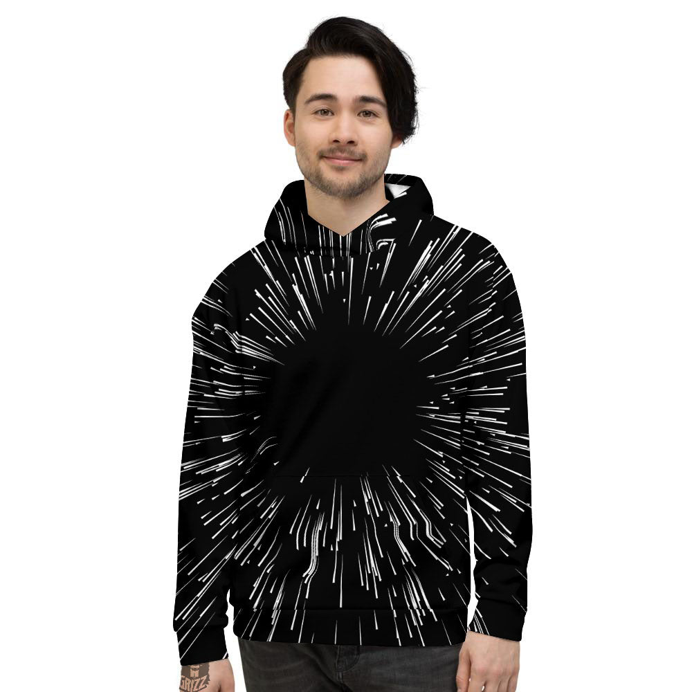 Hyperspace White And Black Print Men's Hoodie-grizzshop