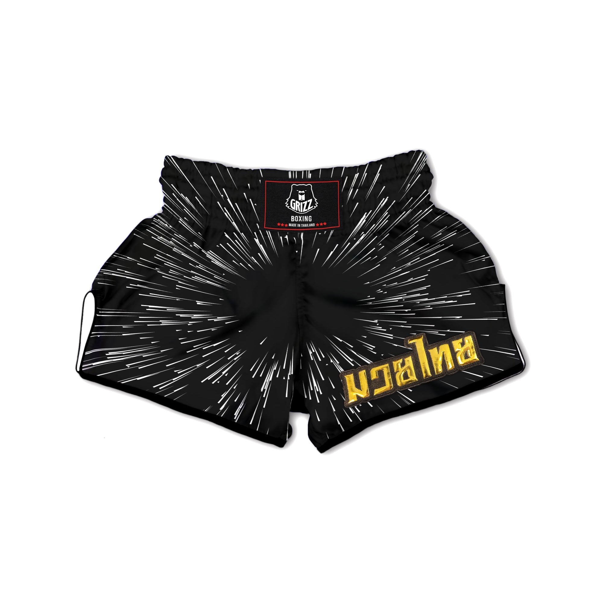 Hyperspace White And Black Print Muay Thai Boxing Shorts-grizzshop