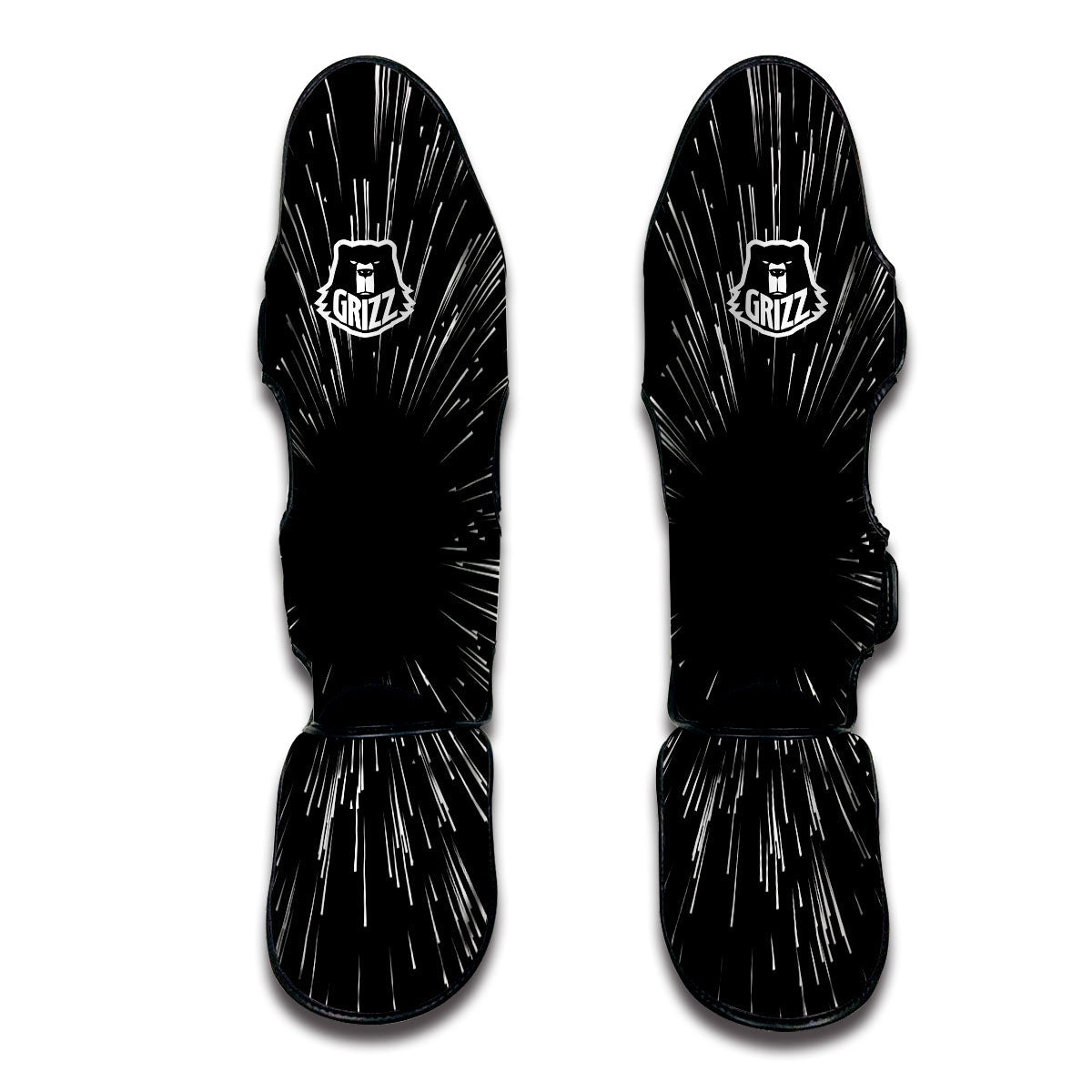 Hyperspace White And Black Print Muay Thai Shin Guards-grizzshop