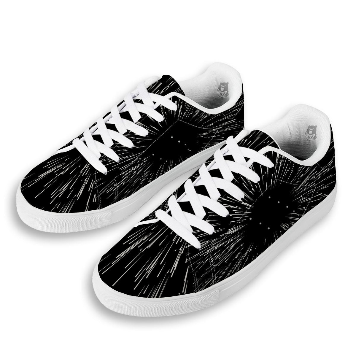 Hyperspace White And Black Print White Low Top Sneakers-grizzshop
