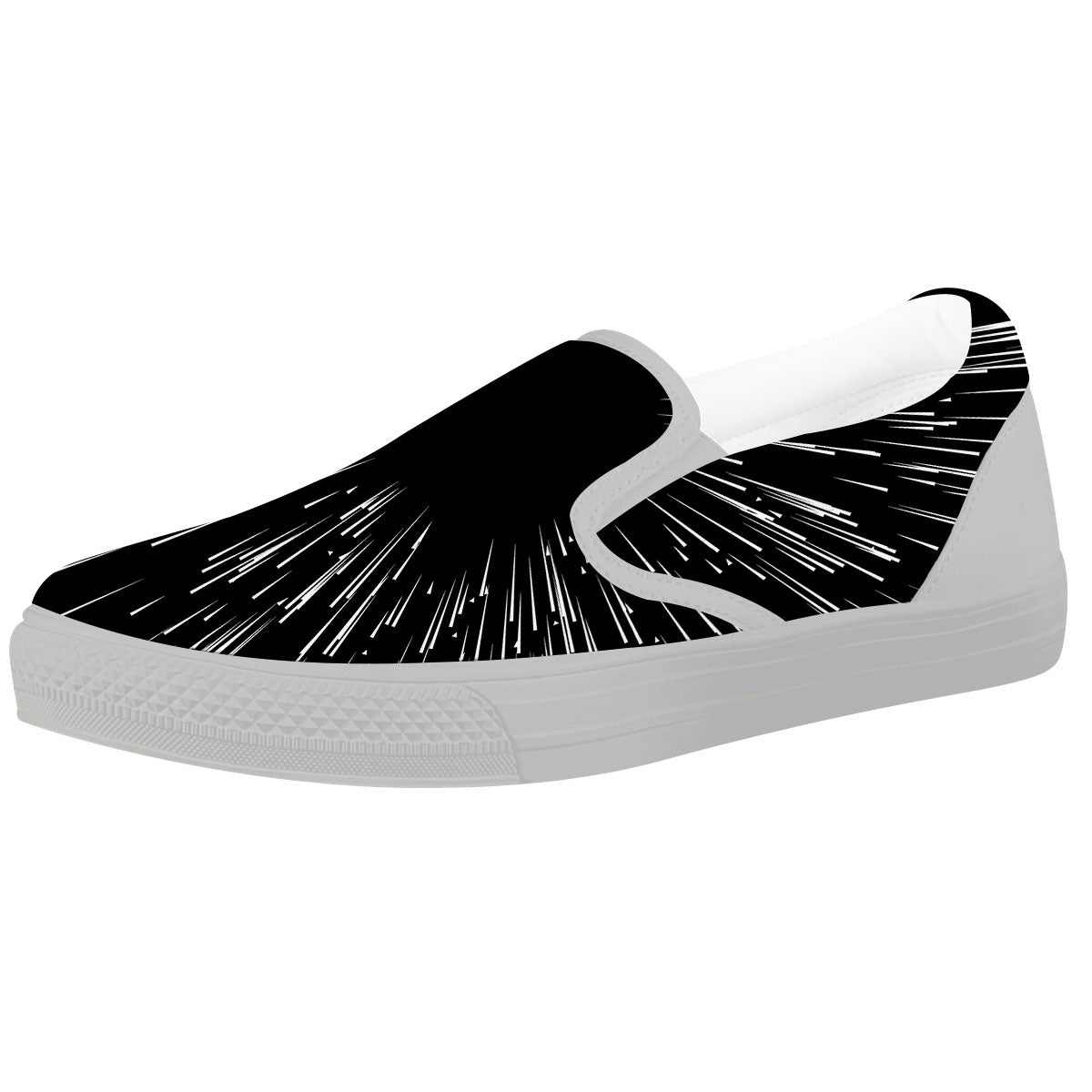 Hyperspace White And Black Print White Slip On Shoes-grizzshop