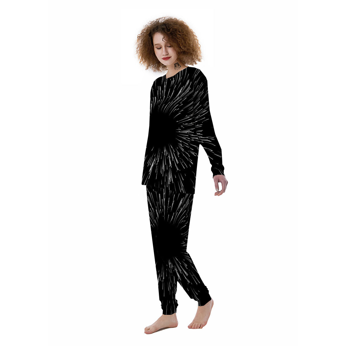 Hyperspace White And Black Print Women's Pajamas-grizzshop