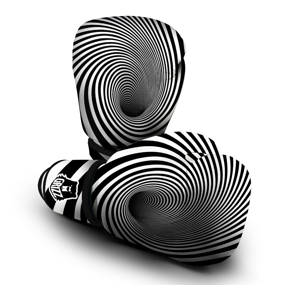 Hypnotic Illusion White And Black Print Boxing Gloves-grizzshop