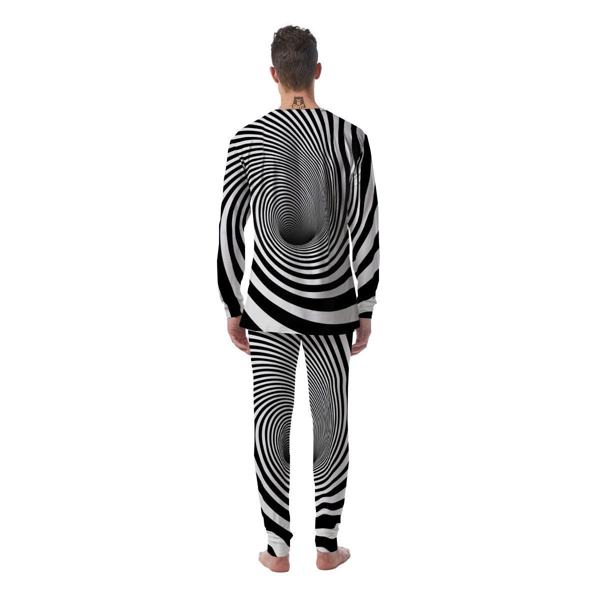 Hypnotic Illusion White And Black Print Men's Pajamas-grizzshop