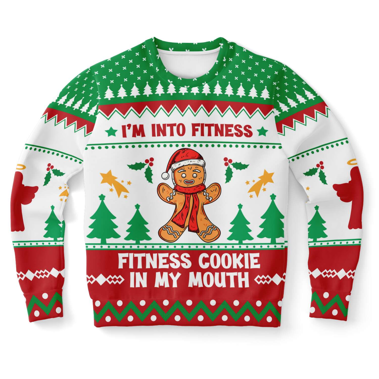 I Am Into Fitness, Fitness Cookie In My Mouth Gingerbread Ugly Christmas Sweater-grizzshop