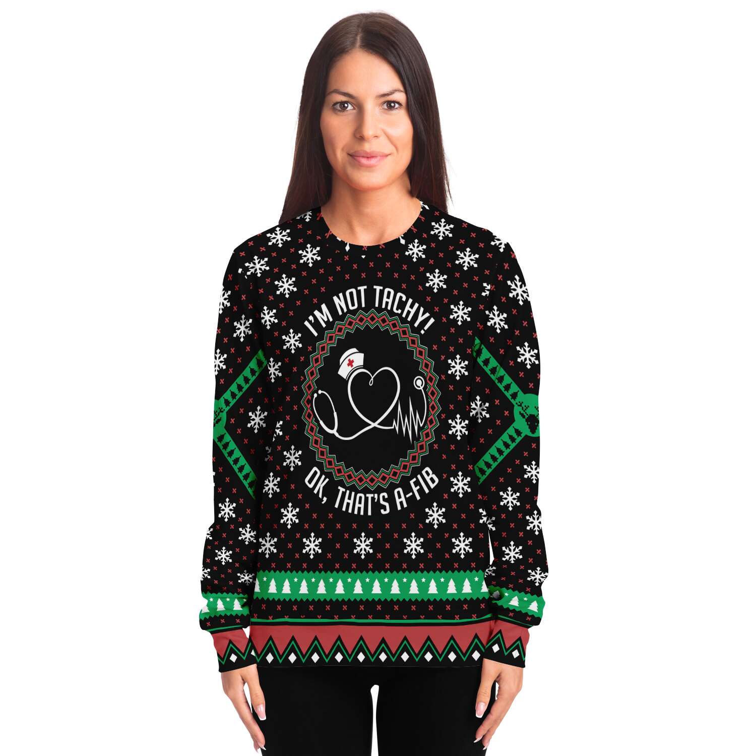 I Am Not Tachy Ok, That's A-FIB Nurse Ugly Christmas Sweater-grizzshop