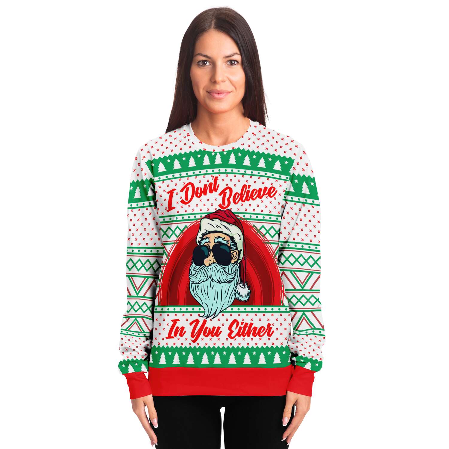 I Don't Believe In You Either Santa Ugly Christmas Sweater-grizzshop