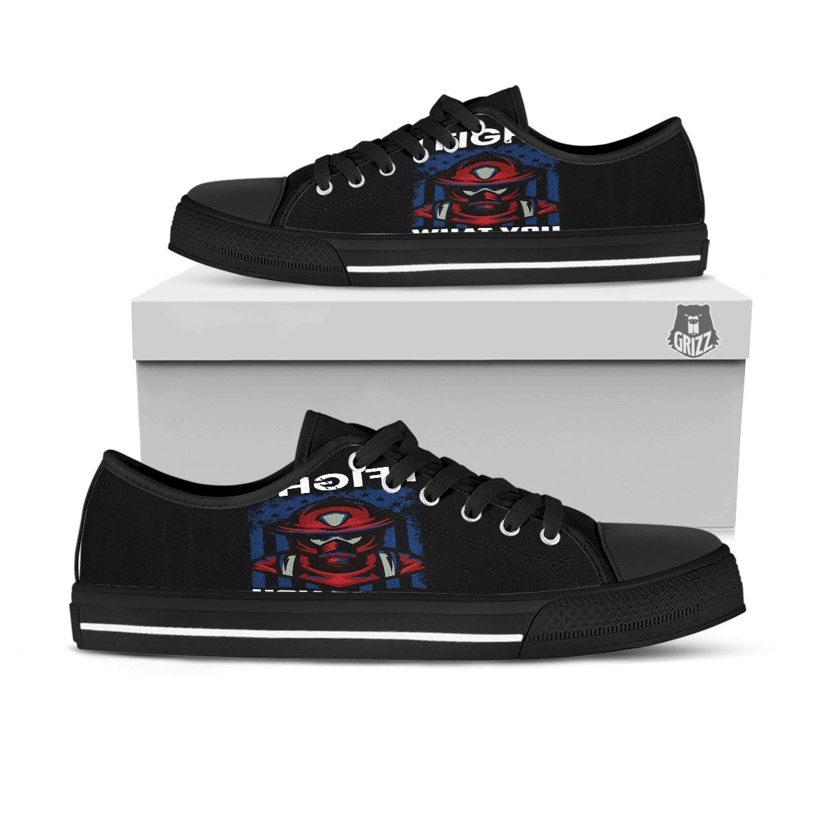 I Fight What You Fear Firefighter Print Black Low Top Shoes-grizzshop
