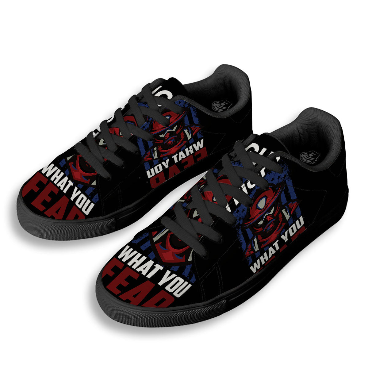I Fight What You Fear Firefighter Print Black Low Top Sneakers-grizzshop