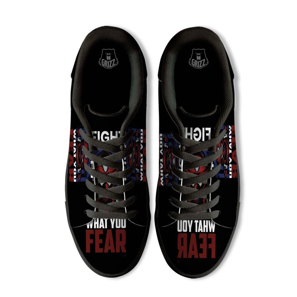 I Fight What You Fear Firefighter Print Black Low Top Sneakers-grizzshop