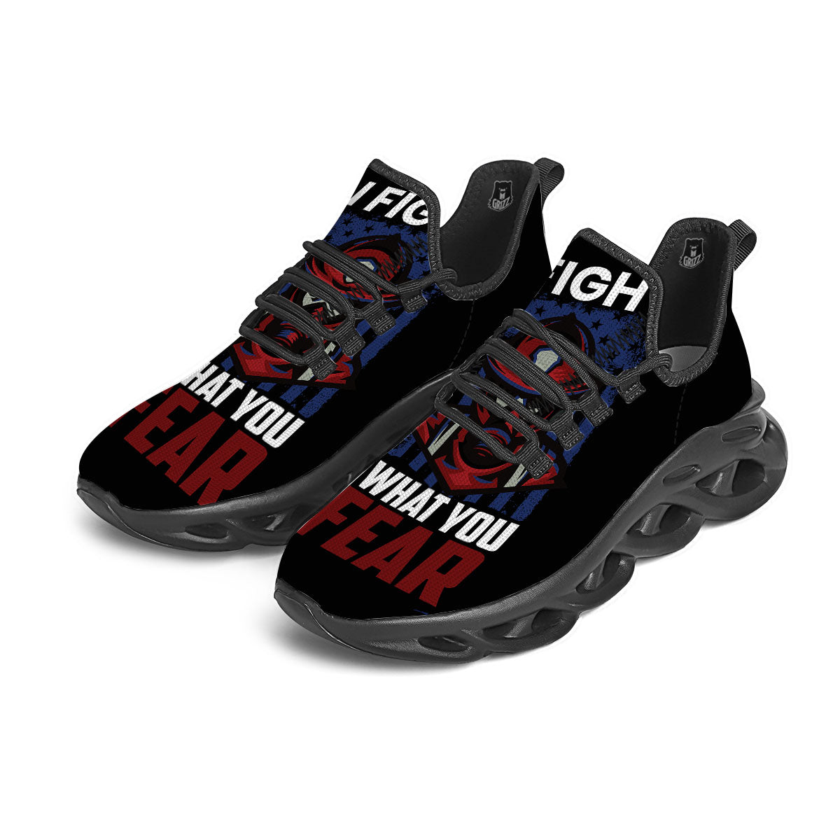 I Fight What You Fear Firefighter Print Black Running Shoes-grizzshop