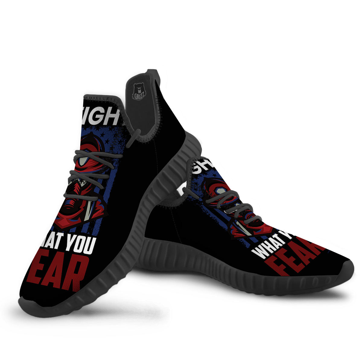 I Fight What You Fear Firefighter Print Black Walking Shoes-grizzshop