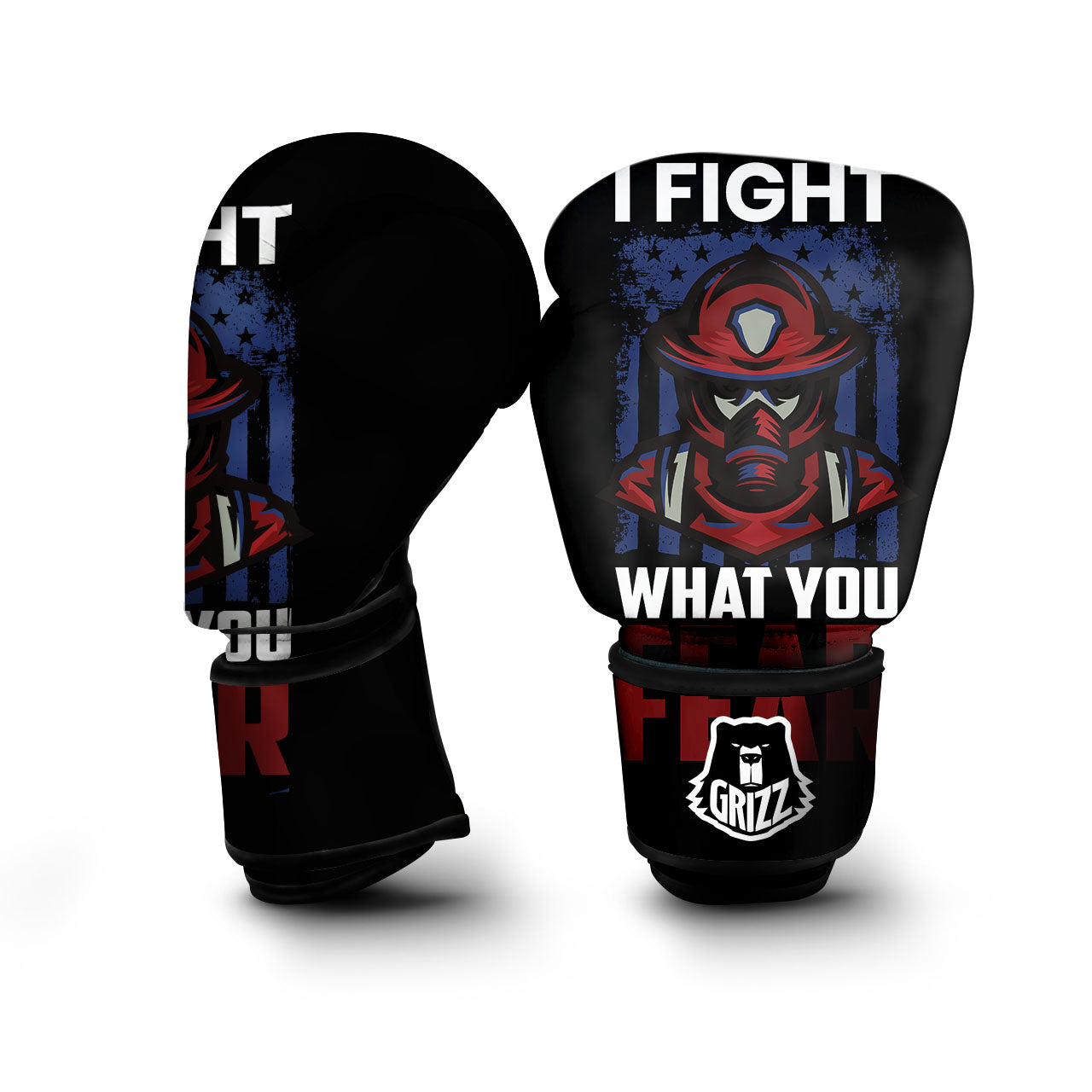 I Fight What You Fear Firefighter Print Boxing Gloves-grizzshop