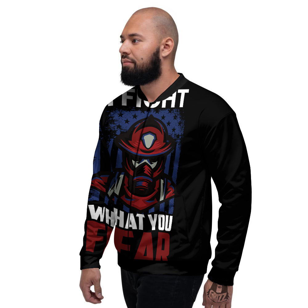 I Fight What You Fear Firefighter Print Men's Bomber Jacket-grizzshop