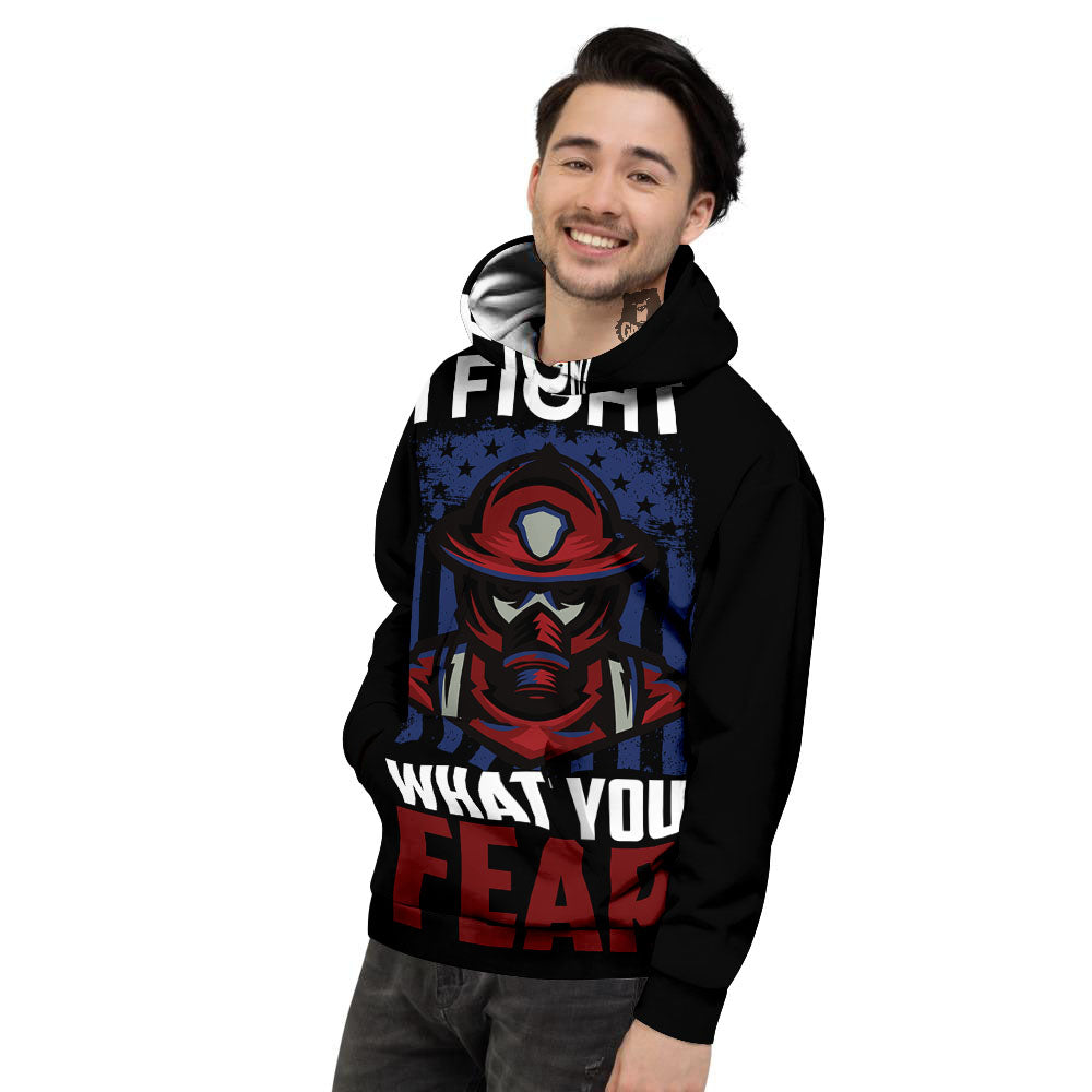 I Fight What You Fear Firefighter Print Men's Hoodie-grizzshop