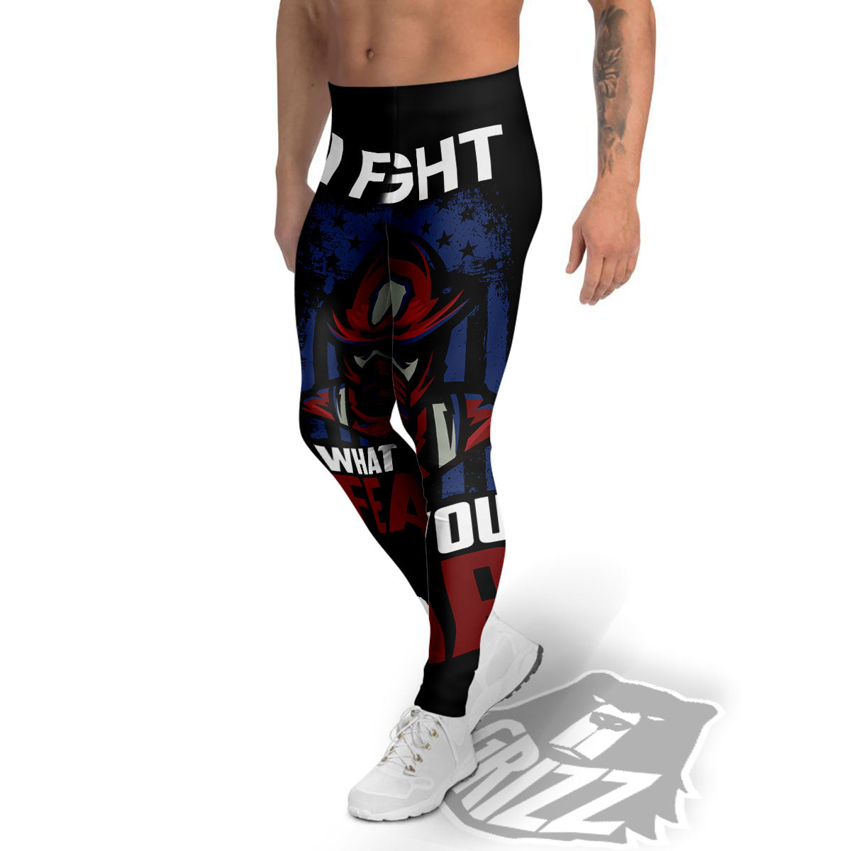 I Fight What You Fear Firefighter Print Men's Leggings-grizzshop