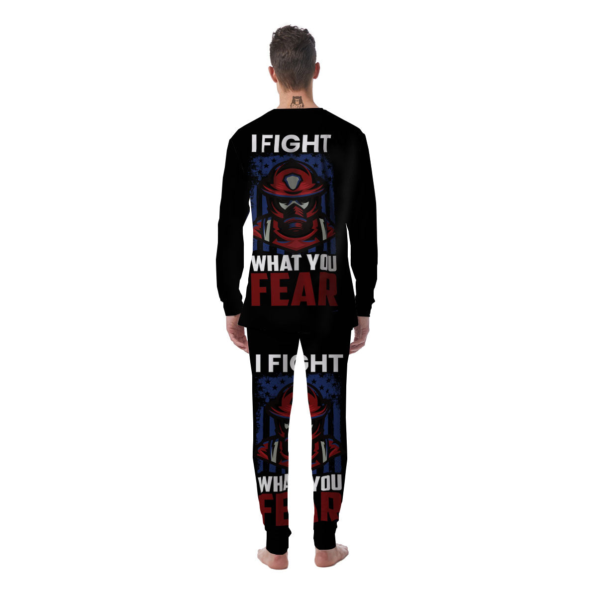 I Fight What You Fear Firefighter Print Men's Pajamas-grizzshop