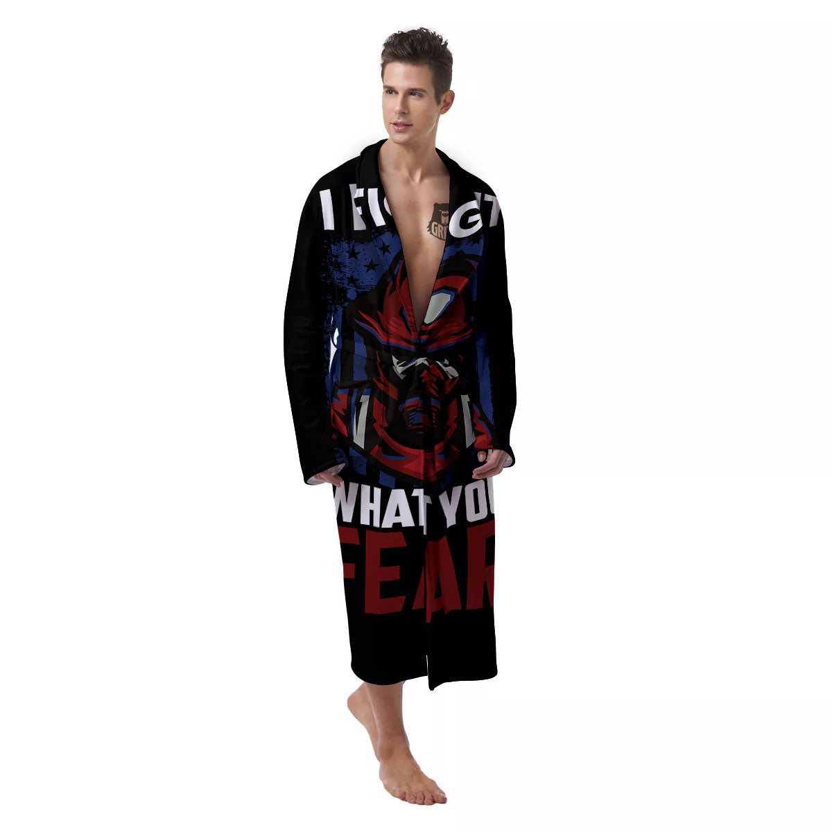 I Fight What You Fear Firefighter Print Men's Robe-grizzshop