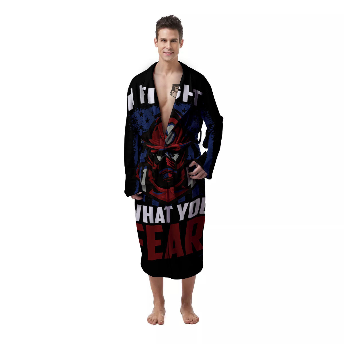 I Fight What You Fear Firefighter Print Men's Robe-grizzshop