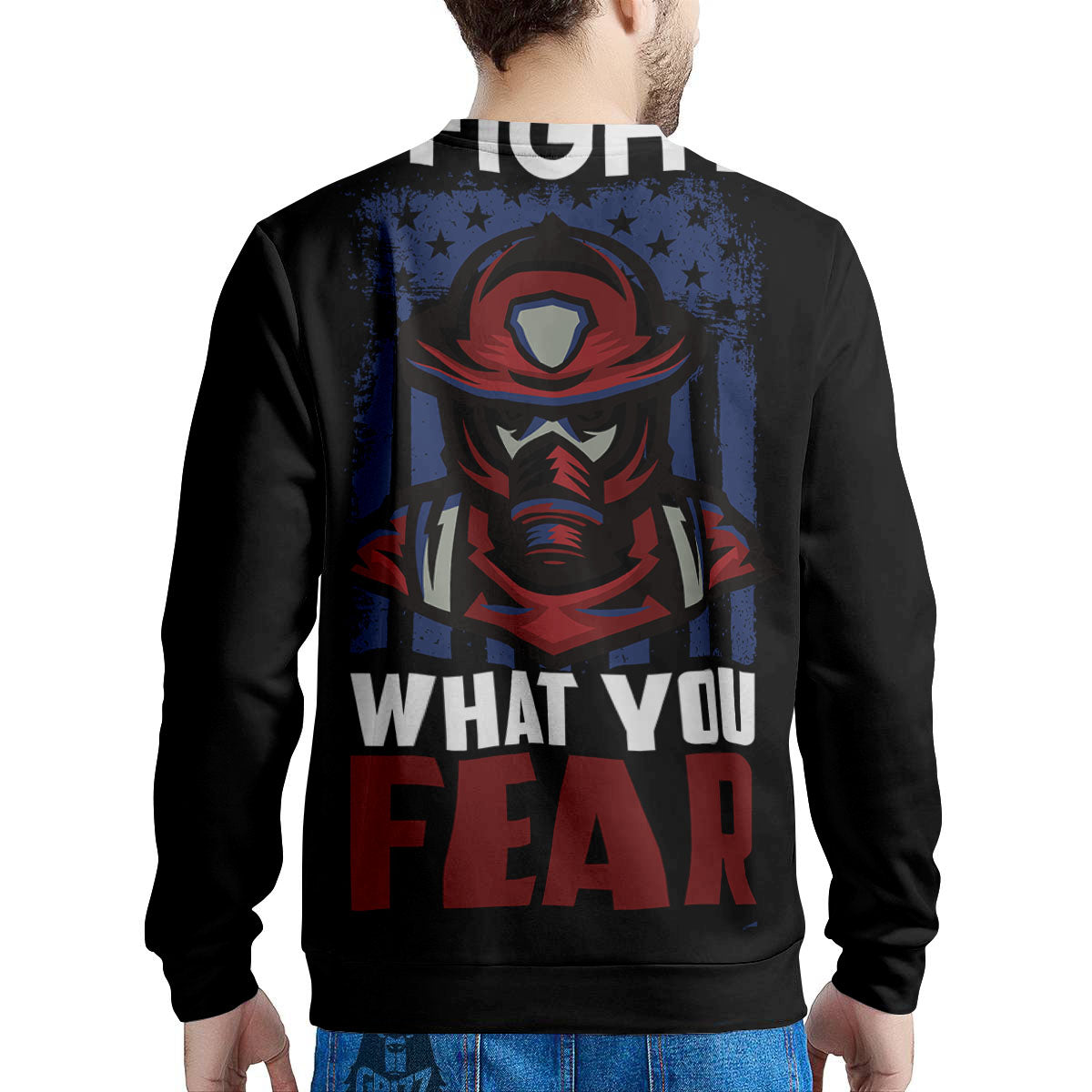 I Fight What You Fear Firefighter Print Men's Sweatshirt-grizzshop