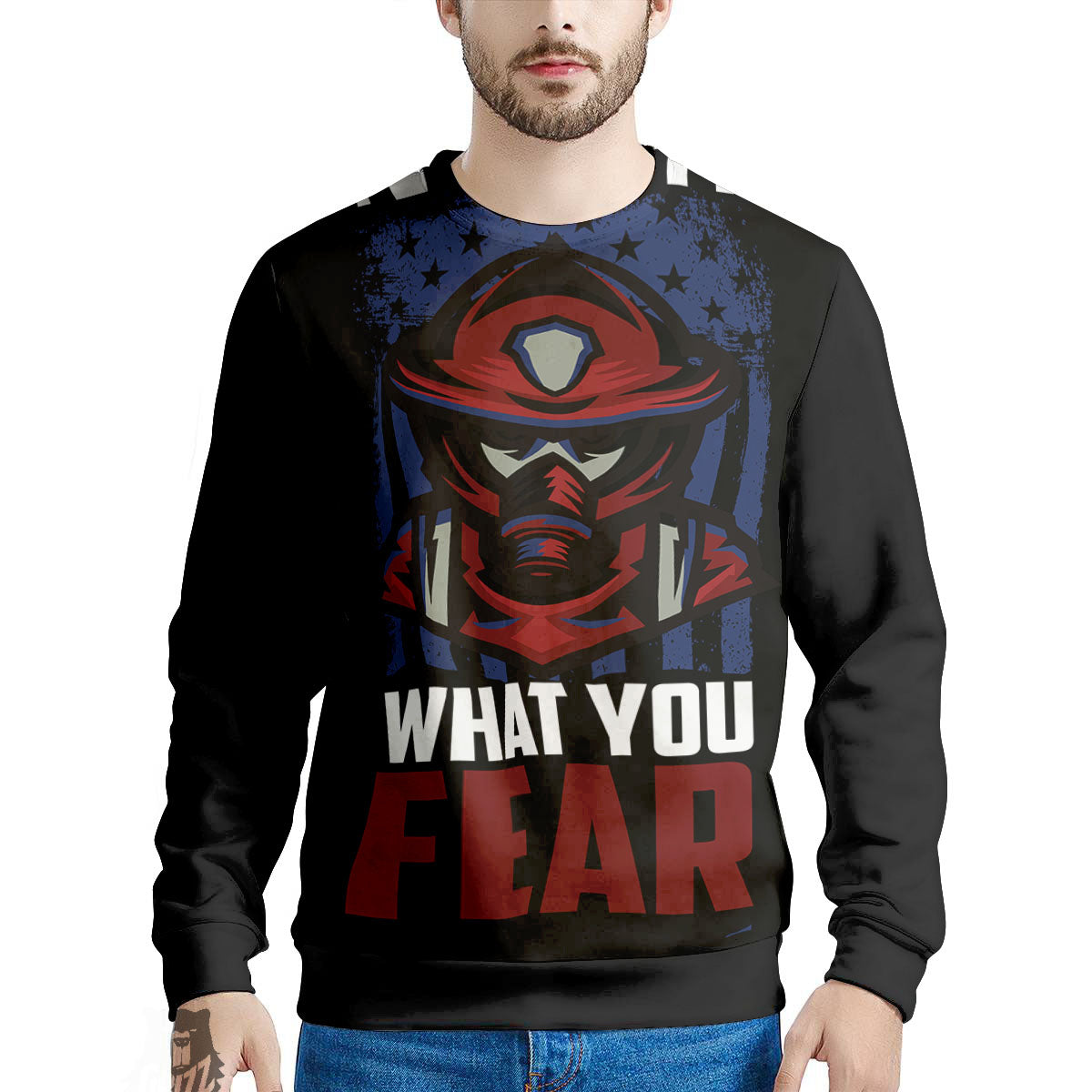 I Fight What You Fear Firefighter Print Men's Sweatshirt-grizzshop