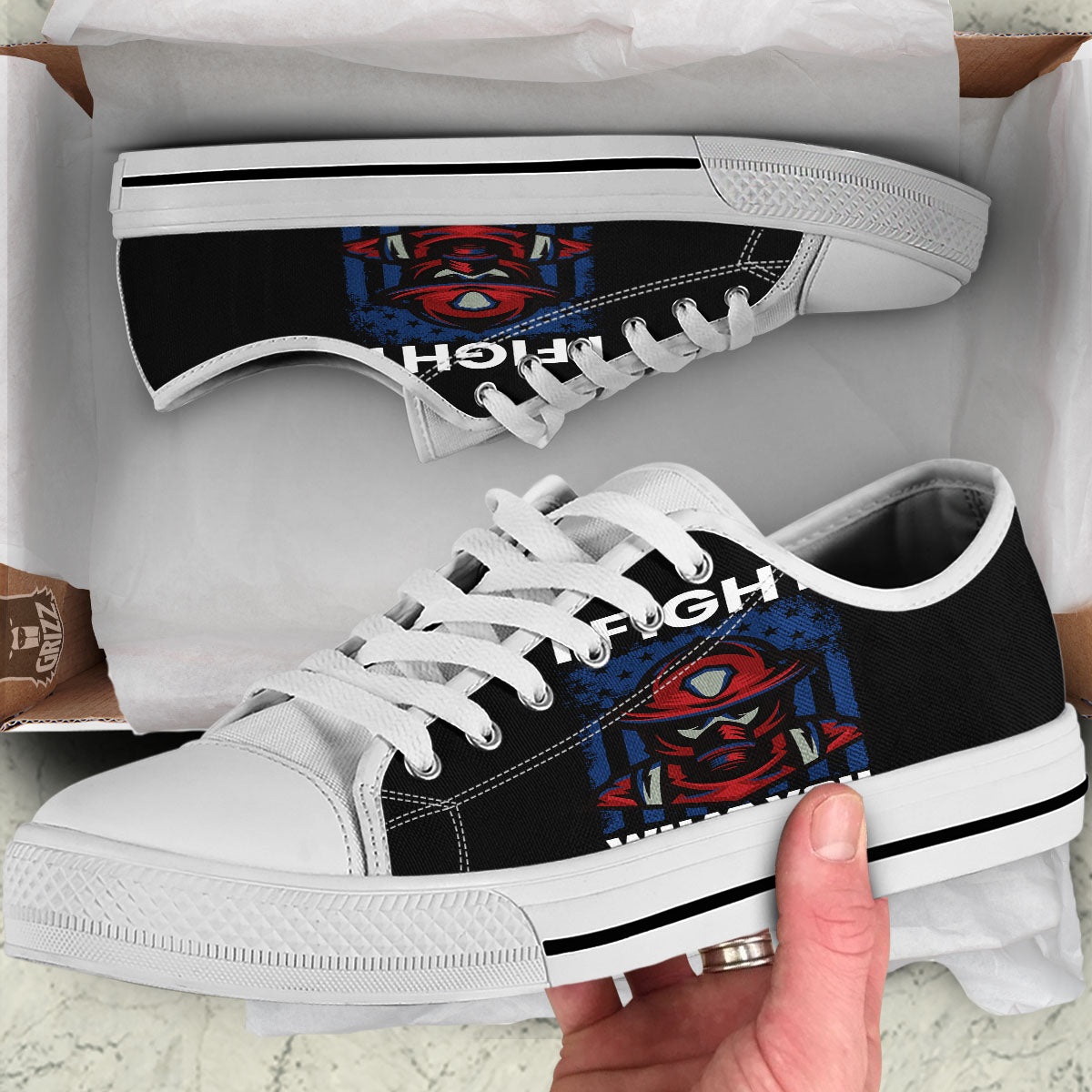 I Fight What You Fear Firefighter Print White Low Top Shoes-grizzshop