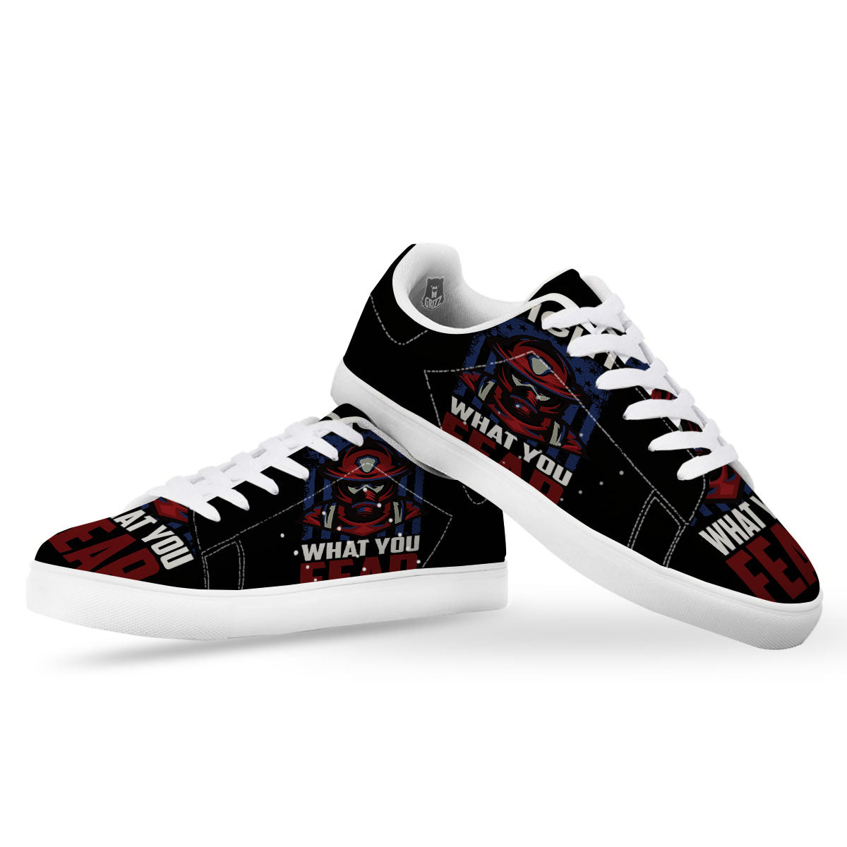 I Fight What You Fear Firefighter Print White Low Top Sneakers-grizzshop