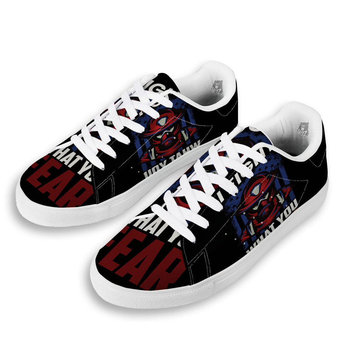 I Fight What You Fear Firefighter Print White Low Top Sneakers-grizzshop