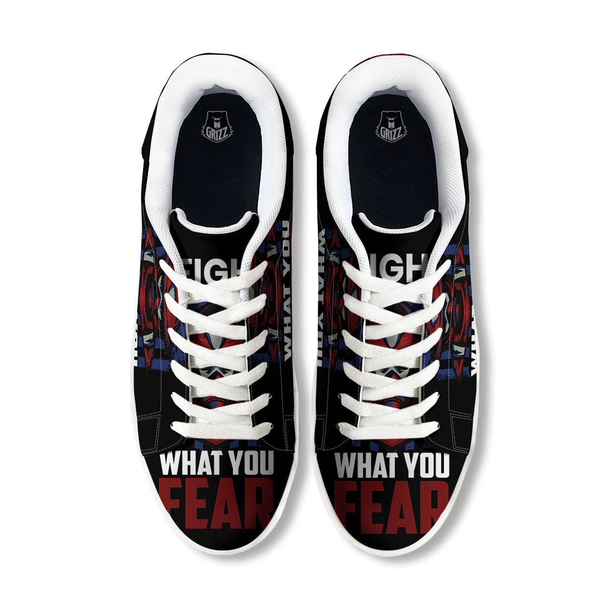 I Fight What You Fear Firefighter Print White Low Top Sneakers-grizzshop