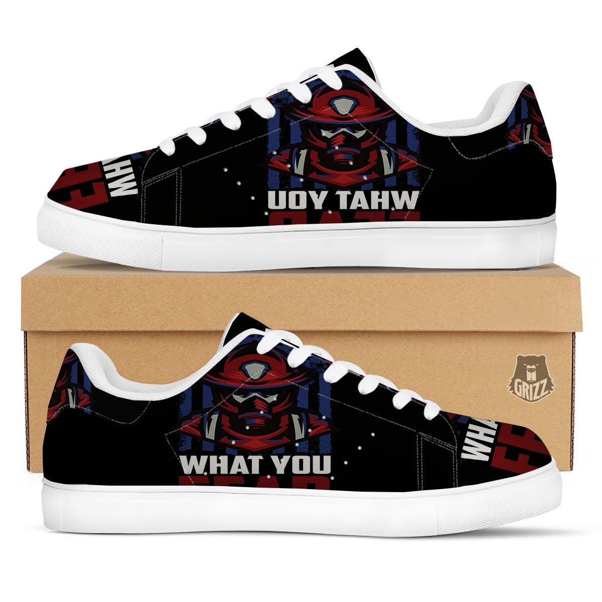 I Fight What You Fear Firefighter Print White Low Top Sneakers-grizzshop