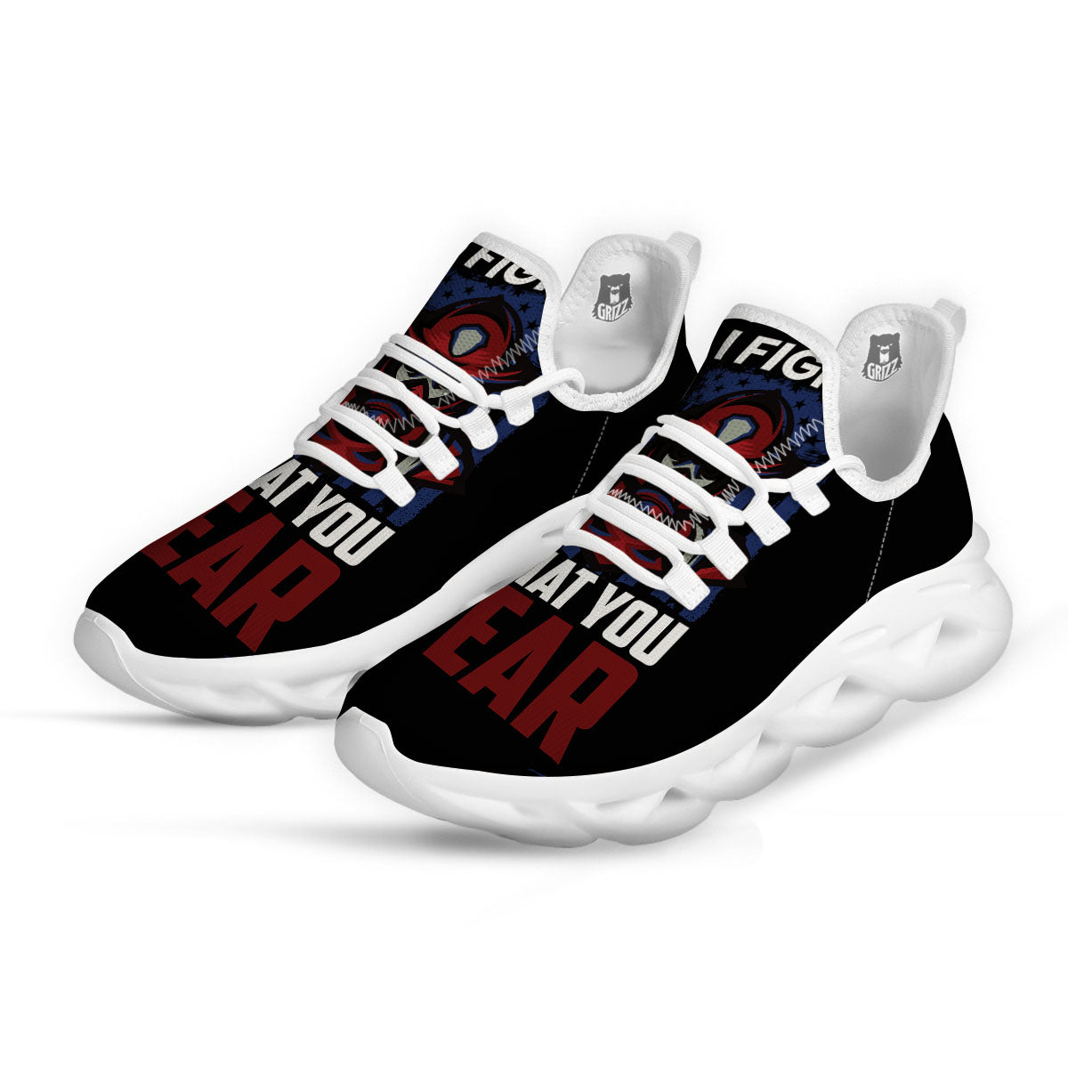 I Fight What You Fear Firefighter Print White Running Shoes-grizzshop