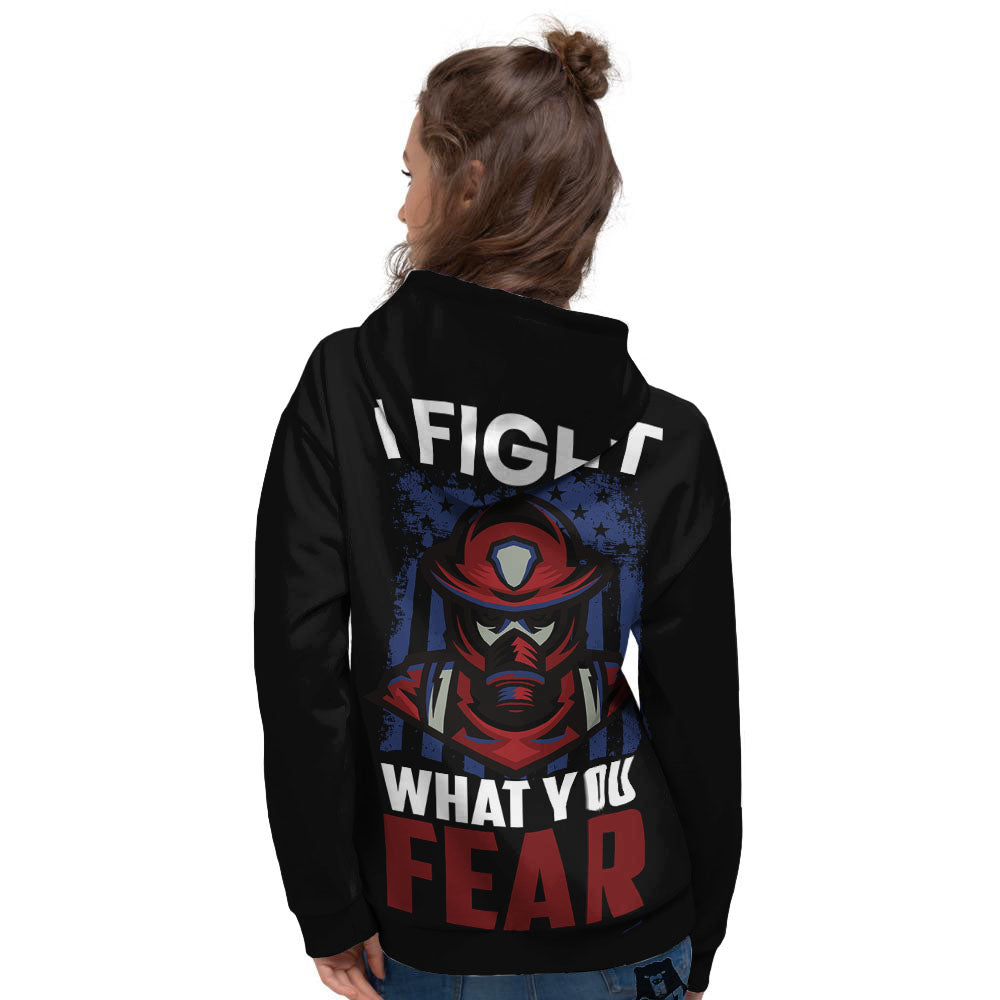 I Fight What You Fear Firefighter Print Women's Hoodie-grizzshop