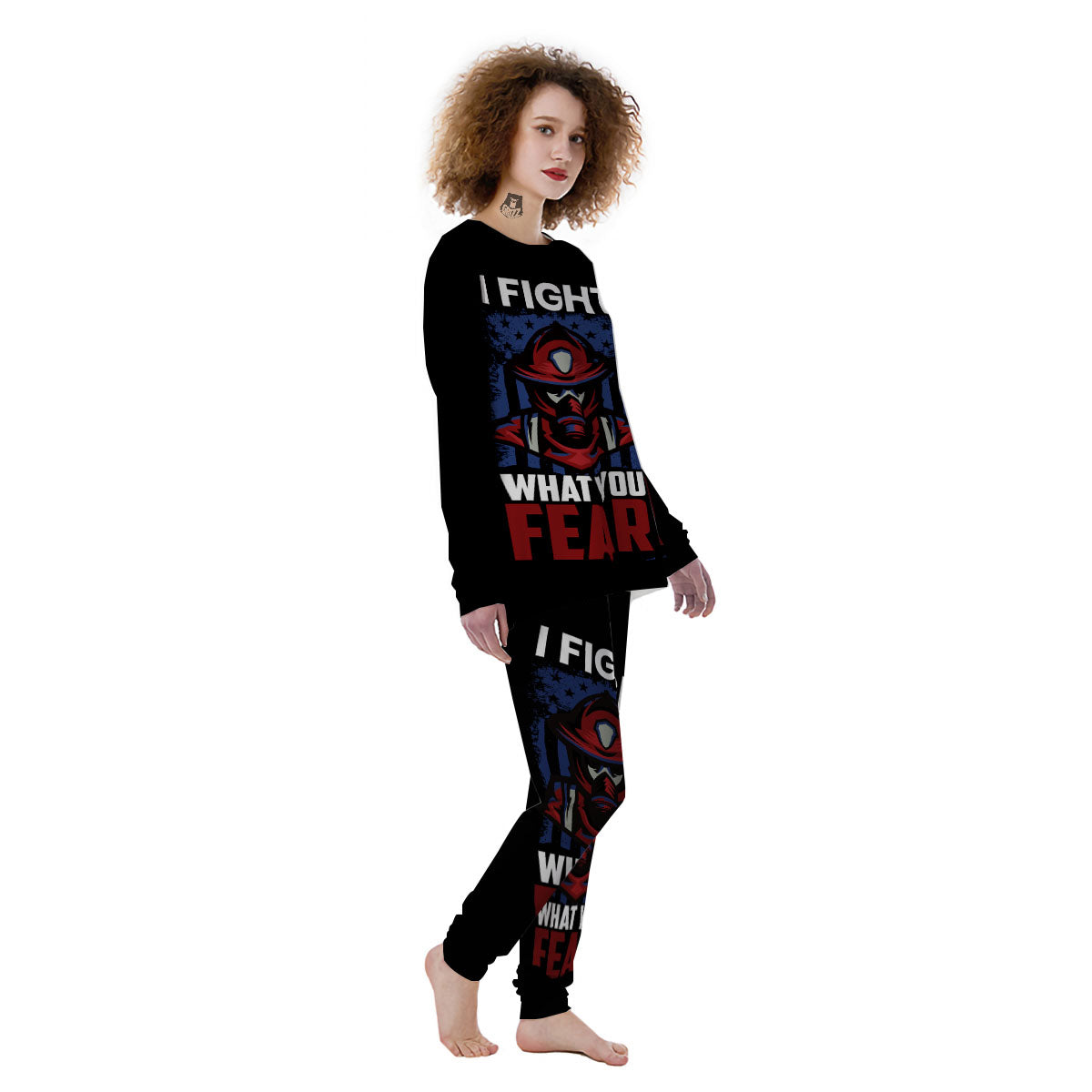 I Fight What You Fear Firefighter Print Women's Pajamas-grizzshop