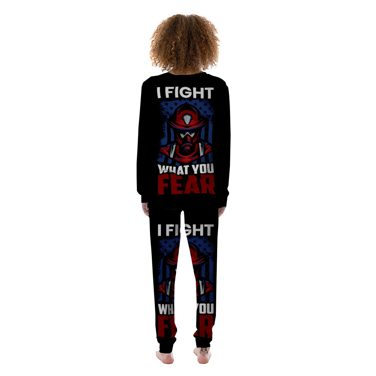 I Fight What You Fear Firefighter Print Women's Pajamas-grizzshop