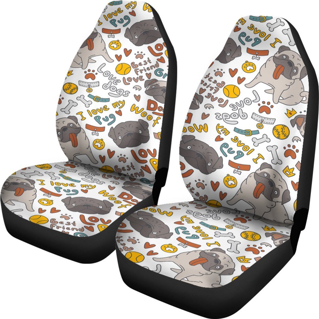 I Love Pug Universal Fit Car Seat Covers-grizzshop