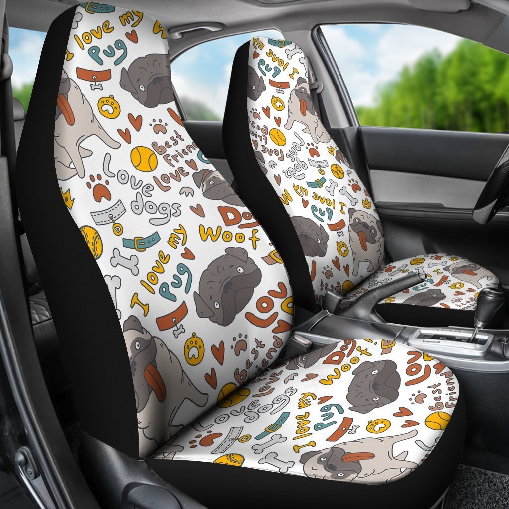 I Love Pug Universal Fit Car Seat Covers-grizzshop