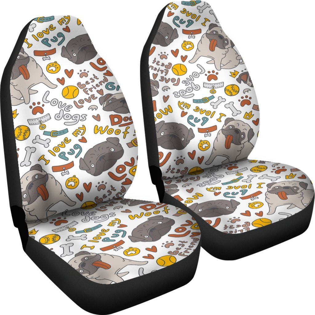 I Love Pug Universal Fit Car Seat Covers-grizzshop