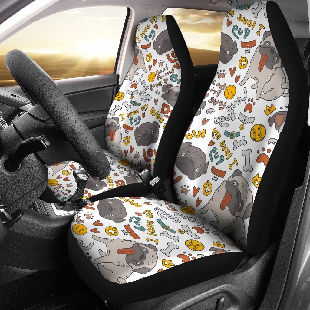 I Love Pug Universal Fit Car Seat Covers-grizzshop