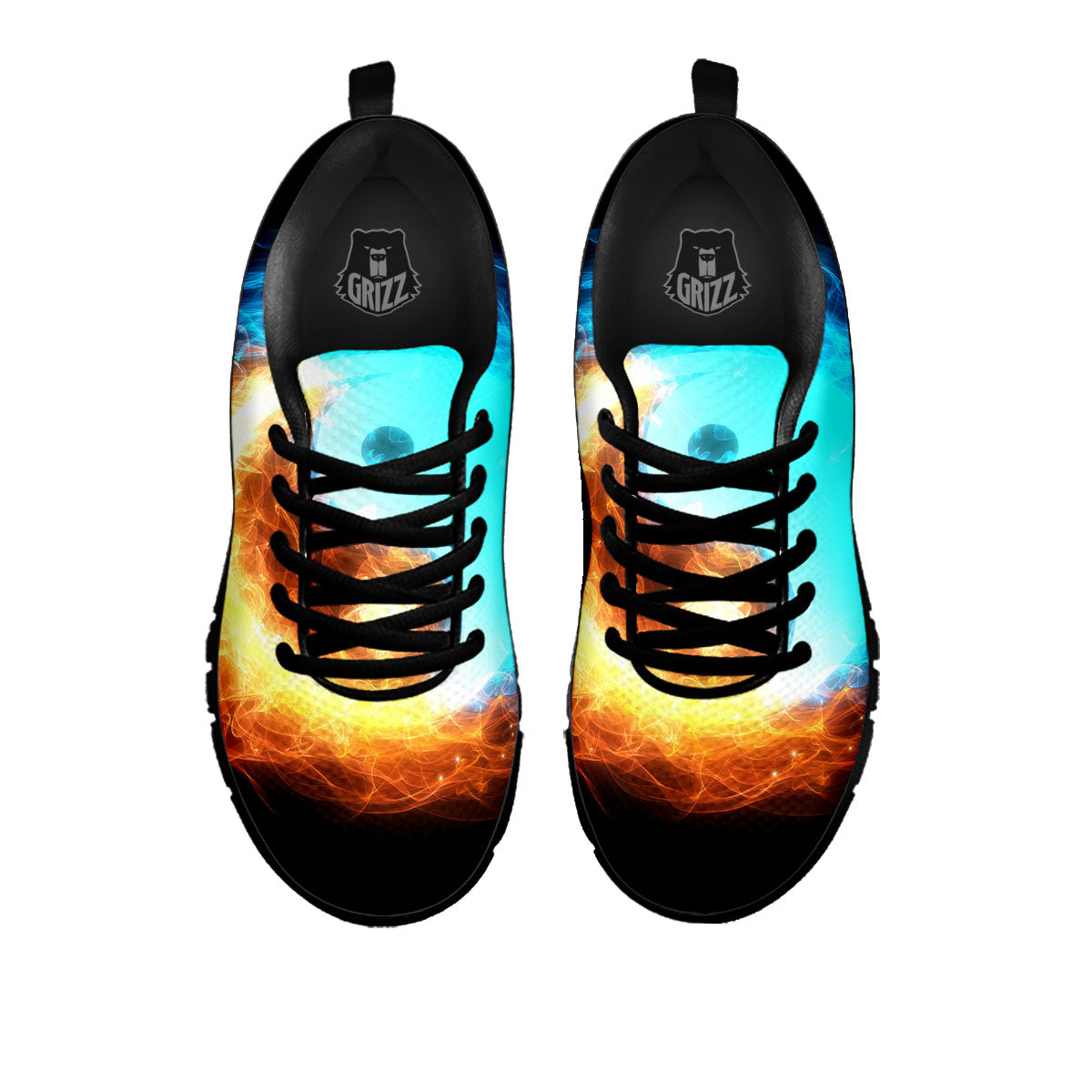 Ice And Fire Sparkle Yin Yang Print Black Sneaker-grizzshop