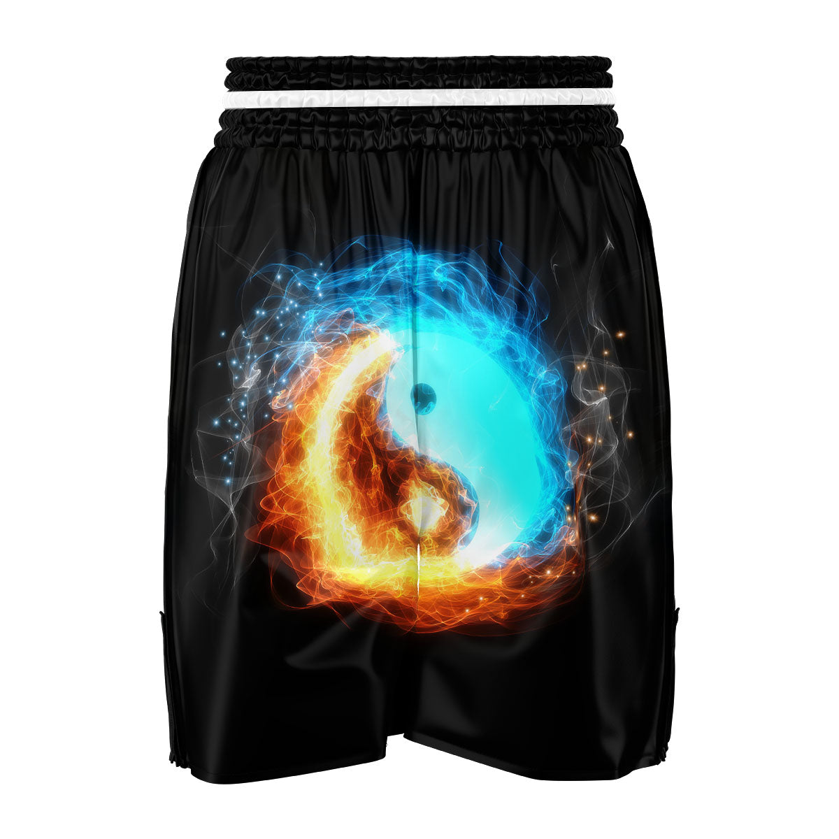 Ice And Fire Sparkle Yin Yang Print Boxing Shorts-grizzshop