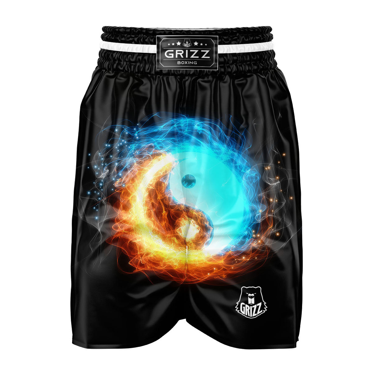 Ice And Fire Sparkle Yin Yang Print Boxing Shorts-grizzshop