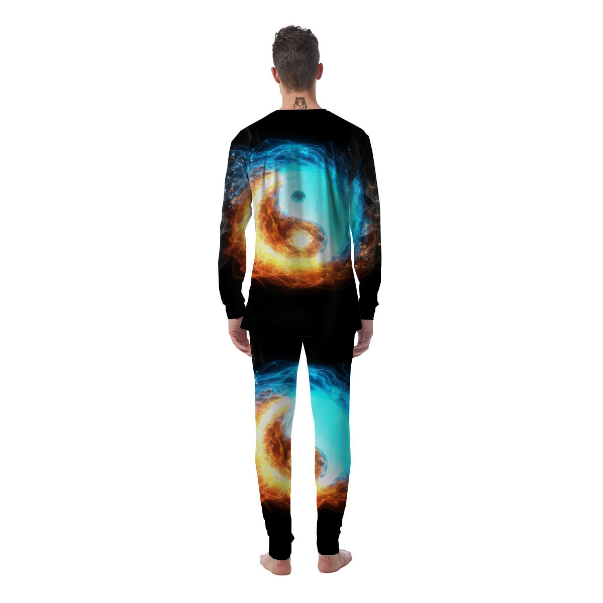 Ice And Fire Sparkle Yin Yang Print Men's Pajamas-grizzshop