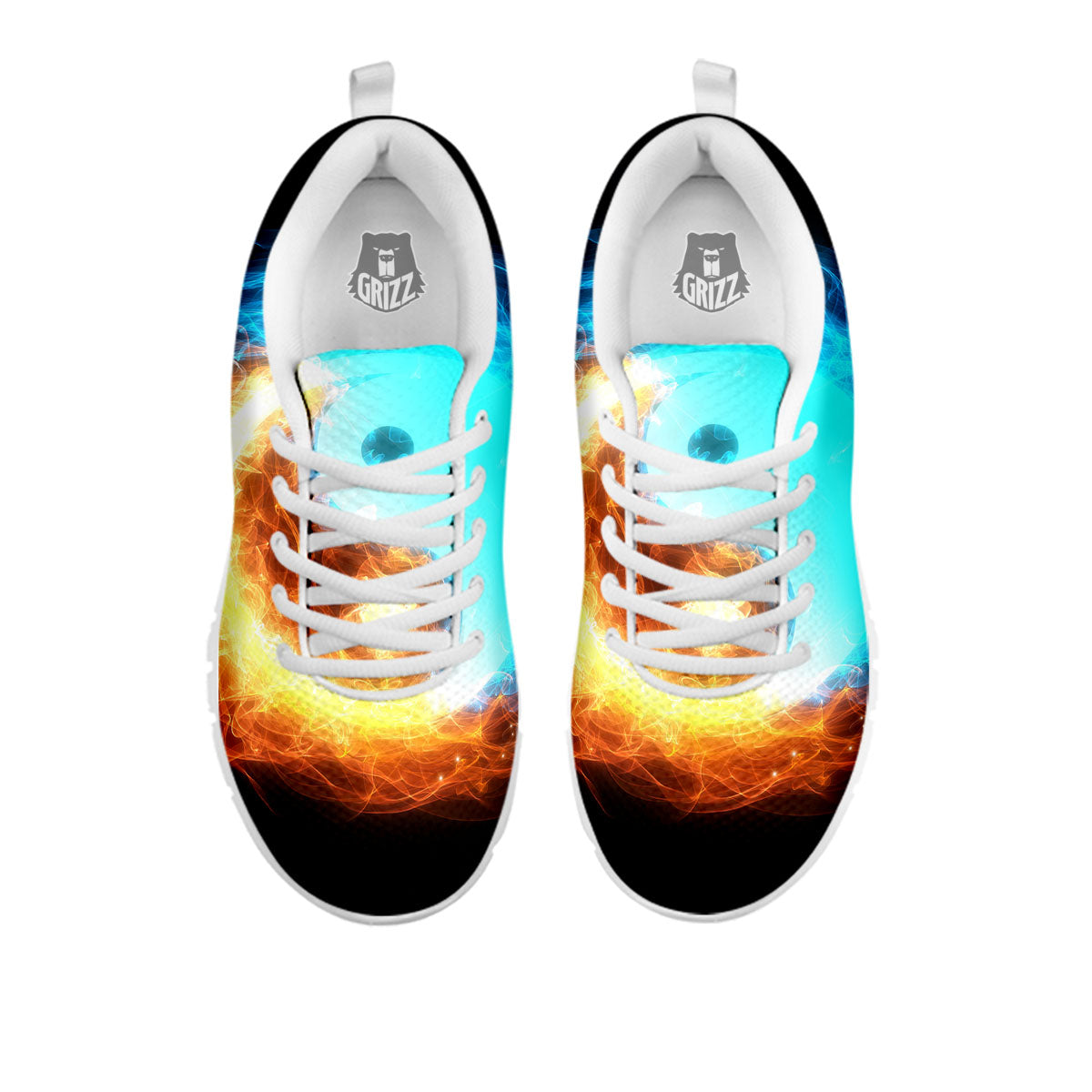 Ice And Fire Sparkle Yin Yang Print White Sneaker-grizzshop