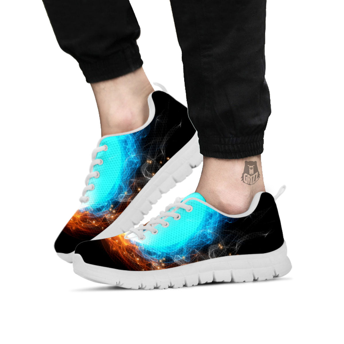 Ice And Fire Sparkle Yin Yang Print White Sneaker-grizzshop