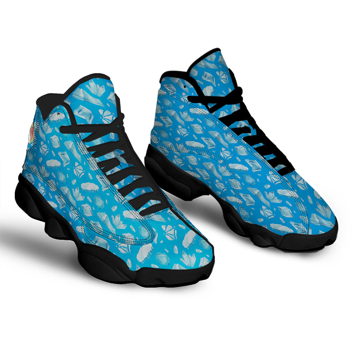 Ice Caps Snowdrifts And Icicles Print Pattern Black Basketball Shoes-grizzshop