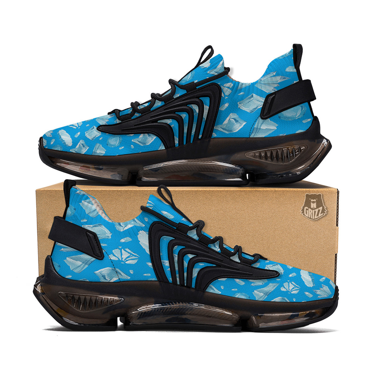 Ice Caps Snowdrifts And Icicles Print Pattern Black Gym Shoes-grizzshop